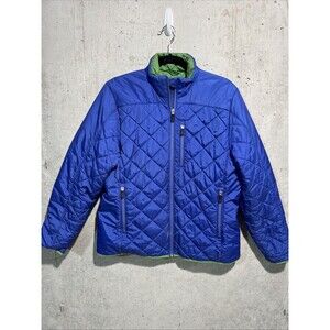 Lands End Primaloft Insulated Blue Green Quilted Full Zip Jacket Women's Medium